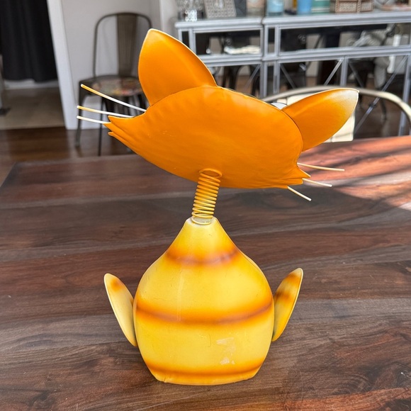 Bobble head, metal, Whimsical Orange Cat Figurine - Picture 3 of 7